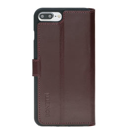 Leather Wallet Case with ID Window for iPhone 7 Plus / 8 Plus - Rustic Burgundy