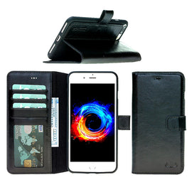 Leather Wallet Case with ID Window for iPhone 7 / 8 - Rustic Black