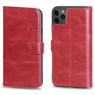 Wallet ID Window  Leather Protective Slim Fit Wallet Phone Case with Credit Card Slots for iPhone 11 Pro Max-Red