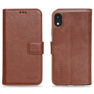 Wallet ID Window  Leather Protective Slim Fit Wallet Phone Case with Credit Card Slots for iPhone XR-Brown