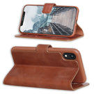 Wallet ID Window  Leather Protective Slim Fit Wallet Phone Case with Credit Card Slots for iPhone XR-Brown