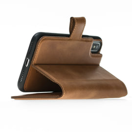 Magic Magnet Wallet Leather Cases for iPhone X / XS - Crazy Brown