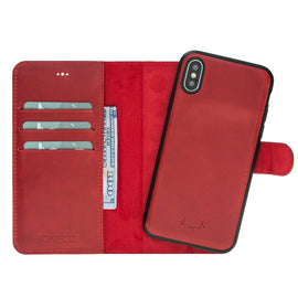Magic Magnet Wallet Leather Cases for iPhone X / XS - Crazy Red