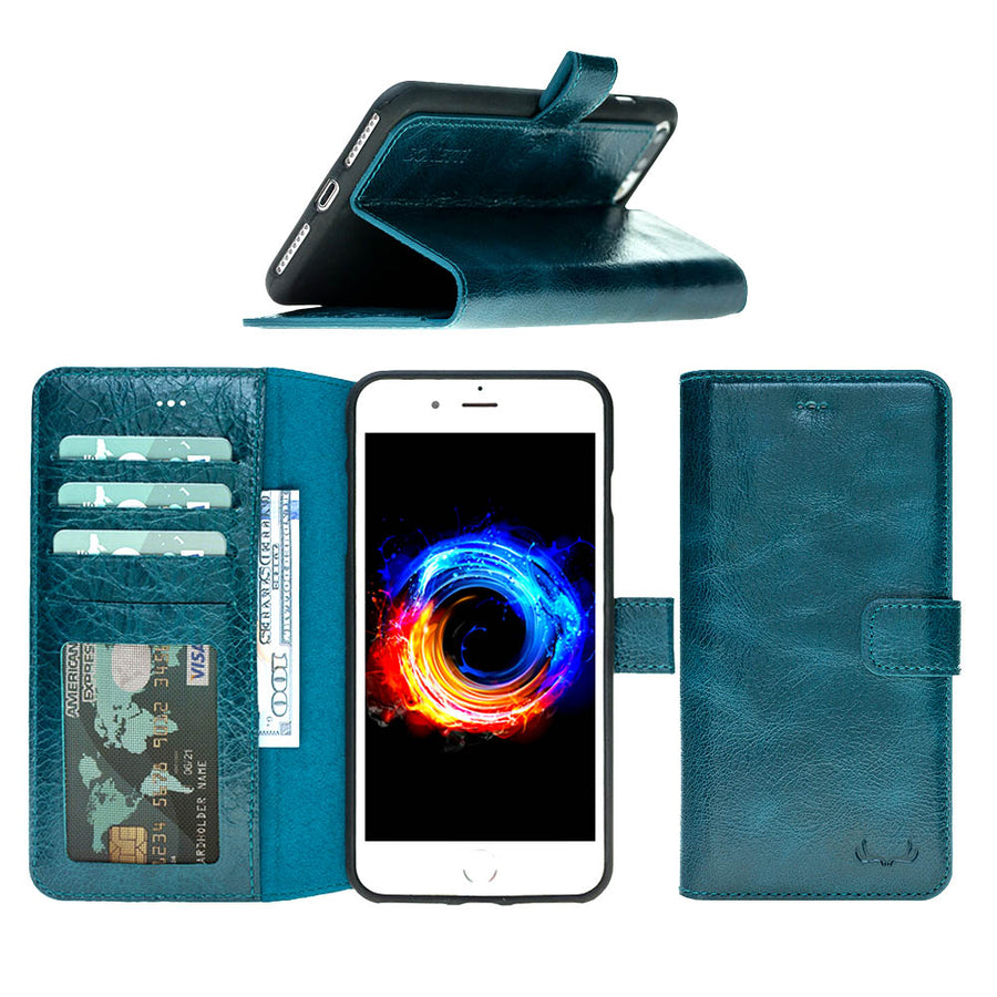 Leather Wallet Case with ID Window for iPhone 7 Plus / 8 Plus - Vessel Blue
